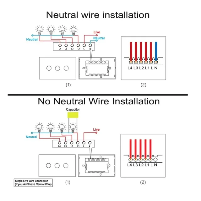Matter Smart Light Switch WiFi App Control Wall Switch Neutral/No Neutral Wire 1/2/3/4 Gang US Touch Wall Light