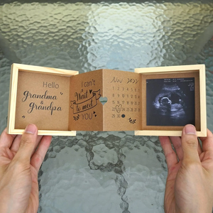 Pafu <span class=keywords><strong>annuncio</strong></span> di gravidanza foto cornici mamma nonna Baby cornice per foto ad ultrasuoni scatole ricordo in legno nonno per essere regali - Product Image 3