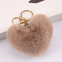 Porte-clés pompon en fourrure de lapin en peluche en forme de cœur, cadeau de Promotion