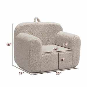 Fauteuil de lecture en sherpa ultra-doux pour tout-petits, gris, très confortable, rembourré de mousse, pour enfants - Product Image 2