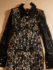 Abito Corto Elegante Stile Palazzo Vintage, Nuova Collezione Primavera 2026, con Colletto alla Coreana, Antistatico e Vita Impero, per Donna - Product Image 5