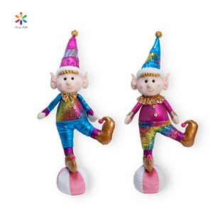 Decorazione Natalizia per Interni di Susangifts Factory, Simpatico Elfo Clown Blu e Viola che Sta in Piedi sulla Palla, Regalo per Casa e Negozio - Product Image 1