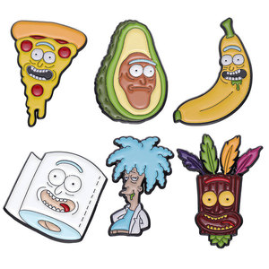Promotion mignon créatif Mini banane Pizza avocat <span class=keywords><strong>papier</strong></span> toilette broche dessin animé modèle métal alliage émail pour épinglette métal - Product Image 1