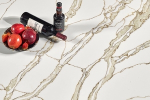 Îlots de comptoir contemporains en dalles de quartz blanc Calacatta avec veines dorées 5017 Calacatta Gold, îlot de cuisine artificiel - Product Image 5