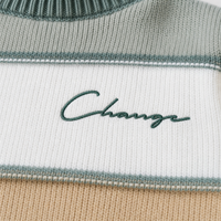 Haut en tricot pour enfants avec logo personnalisé, tricoté épais, manches longues, col rond, rayé, décontracté, hiver, mélange de viscose, usine OEM & ODM