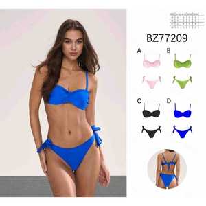Set bikini HDJ con stampa multicolore, top con scollo all'americana, slip a vita alta, taglia 42 44 46 48, costumi da bagno per vacanze al mare - Product Image 1
