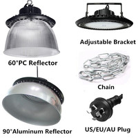 Lampu Teluk tinggi LED 200W, 150W 100W 240W 3 warna dapat diisi ulang garansi 5-7 tahun 160lm Per Watt ETL DLC CE IP65