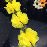 Vente en gros Plusieurs Couleurs 3D Mousseline de Soie Fleur Dentelle Garniture pour Accessoires de Vêtement