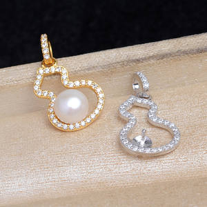 <b>DIY</b> Pearl Jewelry <b>Accessories</b> 6-7mm Small Silver Gourd Pendant with Empty Holder 6041 Bead Size Packaged in a <b>Bag</b> - Product Image 1