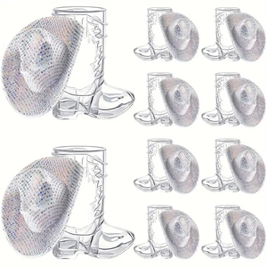10 Uds. De plástico Mini sombrero de vaquero occidental y 10 Uds. De plástico para botas, gafas de chupito en miniatura, lindo sombrero de muñeca, tazas para botas de vaquero - Product Image 2
