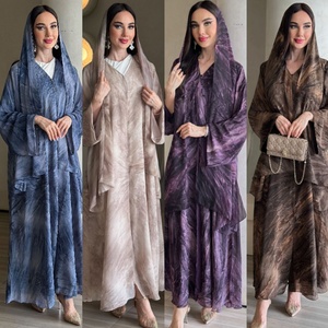 Collection populaire de cardigans imprimés Abaya |   Vêtements de détente luxueux et modestes pour femmes - Robes imprimées avec hijab - Product Image 3