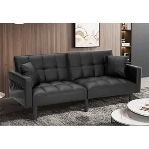 Winforce Set Sofa Ruang Tamu Kulit Modern, Mebel Satu Set Menjual Sofa Futon Convertible dengan Lengan Kasur Sofa Lipat