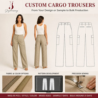 Pantalon cargo femme taille haute en coton et lin avec poches à rabat, coupe droite, décontracté, personnalisé par l'usine Joydressing, OEM ODM