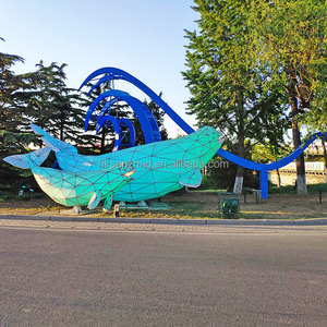 Senzhao ที่กำหนดเองช้อปปิ้งศูนย์สวนสแตนเลสโลหะสัตว์ประติมากรรมขนาดใหญ่ในรูปปลาโลมา - Product Image 1