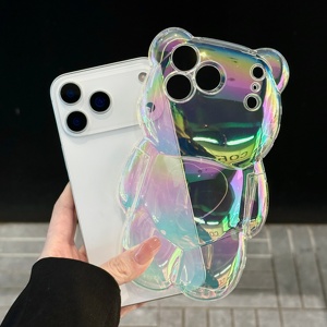 Funda de Teléfono con Diseño de Oso 3D Colorido Degradado de Lujo de Moda INS para <span class=keywords><strong>Apple</strong></span> iPhone 12 13 14 15 16 17 Pro Max, Carcasa Protectora a Prueba de Golpes - Product Image 3