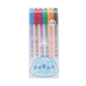 2024 hot sale Glossy Jelly Stereoscopic 3D pen kids diy Jelly Roll Pens Fluorescent Glitter Gel Pens for School Students