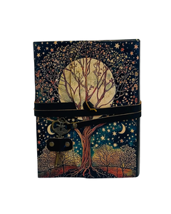 Carnet en cuir fait main Arbre de Vie, Grimoire phases lunaires, Journal vintage avec 200 à 400 pages, Cadeau pour elle - Product Image 1