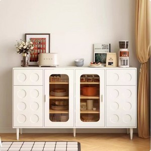 Italian Style Ultra Thin <b>Sideboard</b> 20cm Creamy White Retro Black Bedroom Storage Cabinet With 3 Drawers - Product Image 1