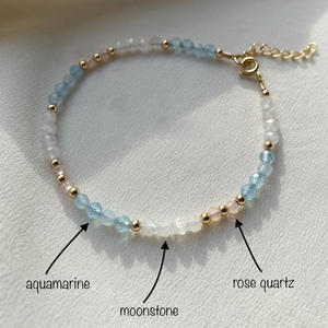 <strong>Fertility</strong> Faceted Crystal Beads <strong>Bracelet</strong> Rose Quartz Moonstone Aquamarine <strong>Bracelets</strong> Pregnancy IVF Gift Mom - Product Image 3