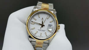 Reloj mecánico para hombre de alta gama 2025 con calendario de dos tonos y grabado de diamantes para hombres de negocios... - Product Image 3