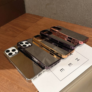 Popular Mirror Smart Phone Case en stock Guangzhou Venta al por mayor <span class=keywords><strong>de</strong></span> lujo Smart Phone Cover con marco galvanizado para Lady Make up - Product Image 2