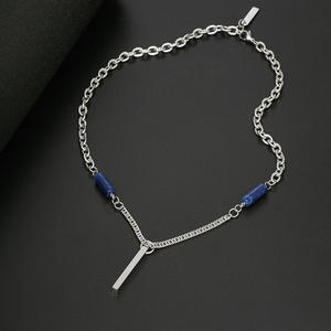 मी जापानी कोरियाई शैली सरल स्टार अक्षर वर्ग छड़ी लंबी हार स्टेनलेस स्टील पेलेंट हिप हॉप फैशन यूनिसेक्स - Product Image 4