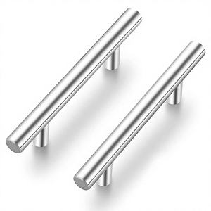 Manijas y Perillas de Acero Inoxidable para Muebles, Diseño Contemporáneo, para Dormitorio, Villa, Cocina, Armario, Cajón, en Negro y Plata - Product Image 1