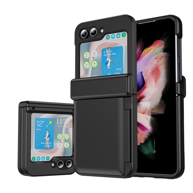 Card Insertion Phone Case for Samsung Galaxy Z Flip 6 5 Cases for Samsung Z Flip 6 PC Hard Prevention Card Holder Phone Cover