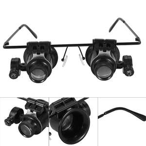 20倍時計修理用拡大鏡ヘッドマウント拡大鏡LEDライト付き両眼ルーペ宝石商拡大鏡 - Product Image 4