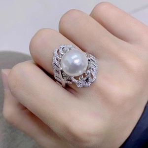 10604 Accesorios de Perlas DIY, Soporte de Anillo de Plata S925 para Perlas de 10-13 mm, Soporte de Plata Moderno para Anillos, Componentes para Joyería - Product Image 4