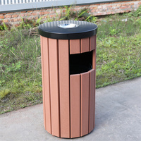 Poubelle extérieure commerciale en bois pour la ville, mobilier urbain, poubelle ronde pour parc, bac à déchets pour centre commercial