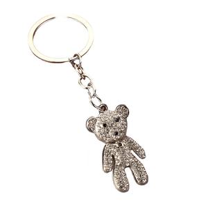 Porte-clés en alliage mignon avec strass en forme d'ours, porte-clés en métal, animal de dessin animé, cadeaux de Noël et d'anniversaire - Product Image 3