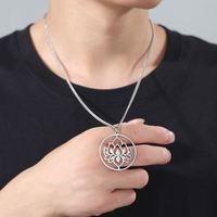 Collier Fleur de Lotus en Acier Inoxydable pour Femme Myshape – Pendentif Spirituel Classique Bouddhiste, Talisman de Guérison, Breloque Tendance