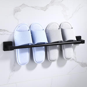 Modern Creative Single or Double <b>Bar</b> No-Drill Black Bathroom Towel Rack/Slipper Holder for Hotels - Product Image 5