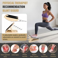 Tabla Inclinada de Madera Ajustable con Bandas de Resistencia para Fisioterapia, Rehabilitación y Estiramiento de Pantorrillas