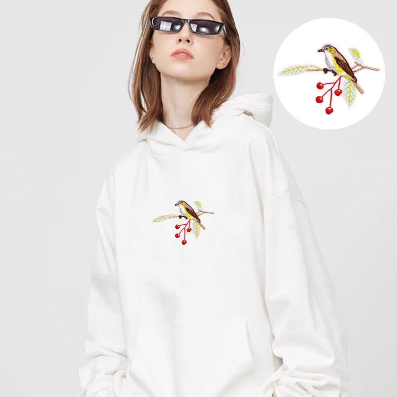 Фетровые цветы вышивка крестиком коричневый ворс Птица узор подарки украшения поставки джинсы шляпы вышивка патчи