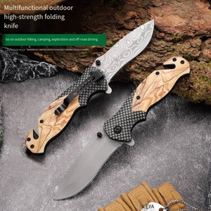 Mini couteau de poche à lame pliante en acier inoxydable 3CR13 ultra-affûtée, manche en ABS couleur bois, longueur totale 20,5 cm, idéal pour le camping - Product Image 5