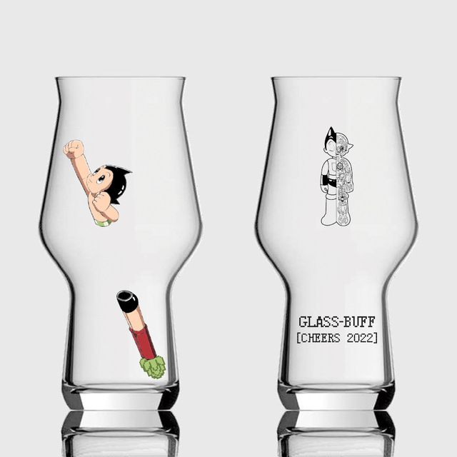 500ml High-End Astro Boy Glass Cup Novelty Custom Logo Printed Classic Transparent Design for Beer, Water Wine Hop Master