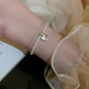 Katzenauge Stein Perle Blume Armband für Damen koreanische Mode einstellbares Armband Licht Luxus-Handschmuck