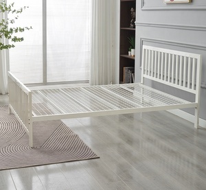 Camera da letto mobili polvere rivestito telaio in ferro con <span class=keywords><strong>maglia</strong></span> <span class=keywords><strong>metallica</strong></span> colore bianco doppio regina king size piattaforma in metallo ferro telaio del letto - Product Image 5