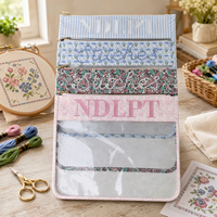 Pochette zippée grande taille à motifs floraux RTS NDLPT, étui de rangement pour projets de broderie au point de croix, sac pour projets de broderie
