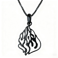 Collier pendentif flamme éternelle en argent sterling 925 plaqué or noir, bijoux juifs Judaica, cadeau de Hanouka