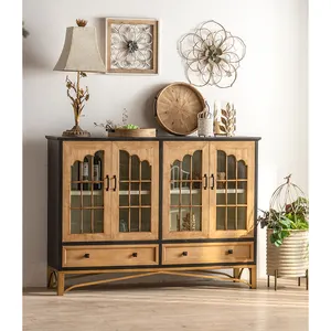 Contemporary European vintage kitchen retro wood storage cabinet showcase display stand dining living room furniture