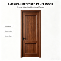 Portes intérieures en bois massif à double moulure de style vintage américain avec poignée noire pour la décoration de maisons et villas du milieu du siècle