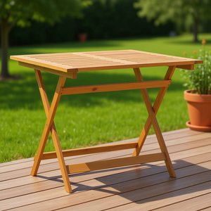 Solid Acacia Wood Folding Patio <b>Table</b> 35.4 X 35.4 X 29.5 Outdoor <b>Table</b> - Product Image 2