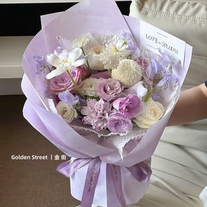 Papier d'Emballage Artistique Imperméable à l'Eau avec Fleurs en Papier <span class=keywords><strong>Aquarelle</strong></span> Faite à la Main Romantique <span class=keywords><strong>Bouquet</strong></span> Matériel de Fleuriste Non Couché Gravure - Product Image 3