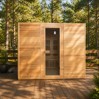 Ruang Sauna Inframerah Kayu Hemlock 3 Orang Langsung dari Pabrik, 2 Kursi Santai, Pemanas Serat Karbon, EMF Rendah, Spektrum Penuh, Spa Rumah Dalam Ruangan