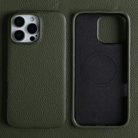 Étui de protection de luxe en cuir grainé véritable avec anneau magnétique intégré pour iPhone 18 17 16 15 Pro Max