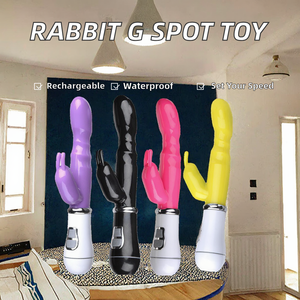 Vibrateur double vibrant rechargeable en silicone en forme de lapin pour point G, étanche, intégré, pour masturbation féminine, vente en gros à prix réduit - Product Image 4