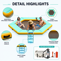 Plateforme flottante gonflable hexagonale personnalisée avec accessoires complets, quai flottant en maille à forte capacité de charge pour yacht et complexe hôtelier, vente en gros
